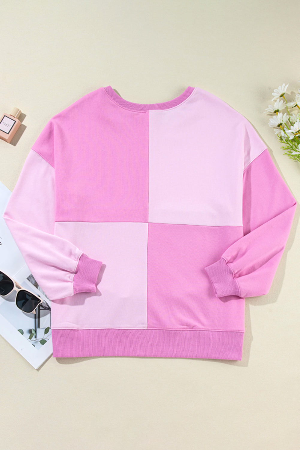 Color Block Half Button Long Sleeve Sweatshirt