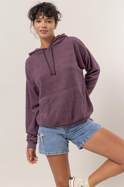 HYFVE Brushed Long Sleeve Hoodie with Kangaroo Pocket